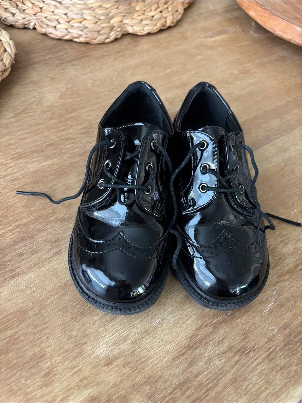 Dream Pairs Black Patent Lace-Up Dress Shoes for Kids